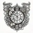 rat king clock   tattoo design idea
