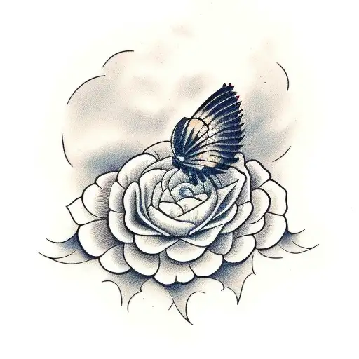 crow and butterfly  tattoo design idea