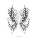angel wings with th name alyssa tattoo design idea