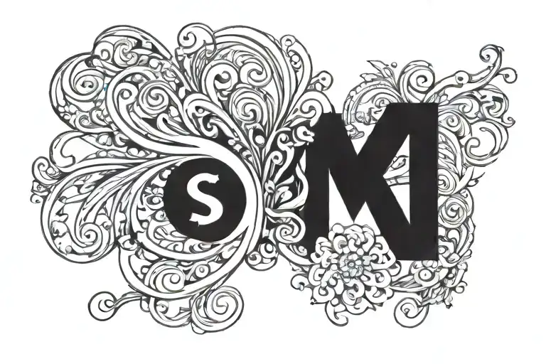 initials S V I K O G D Ž Đ Z L in M letter tattoo design idea