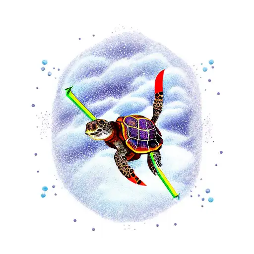 skiing turtle  tattoo design idea