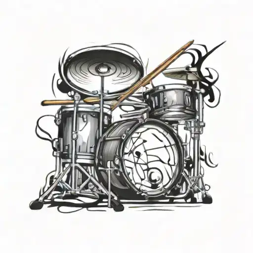 Incorporate a drum set and musical notes into a sleeve tattoo design tattoo design idea