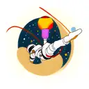 astronaut floating in space with planets  tattoo design idea
