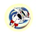 astronaut floating in space with planets  tattoo design idea