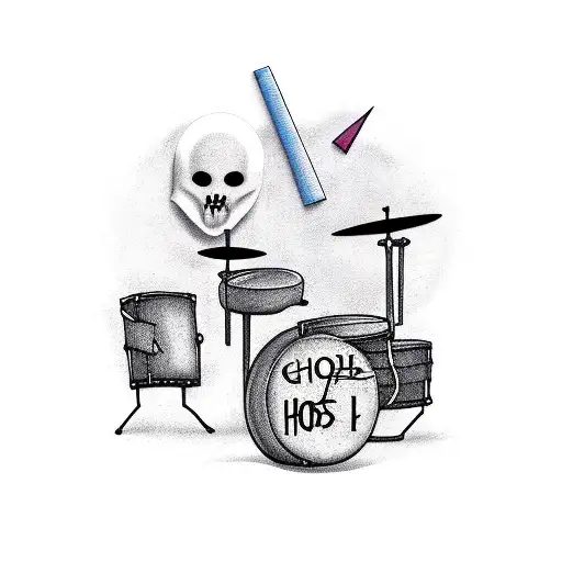 ghost playing drums  tattoo design idea