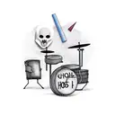 ghost playing drums  tattoo design idea