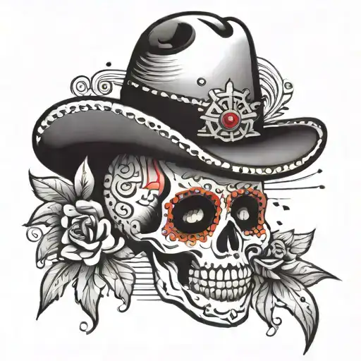 mexican skull dia muertes with sombrero eyes as diamonds tattoo design idea