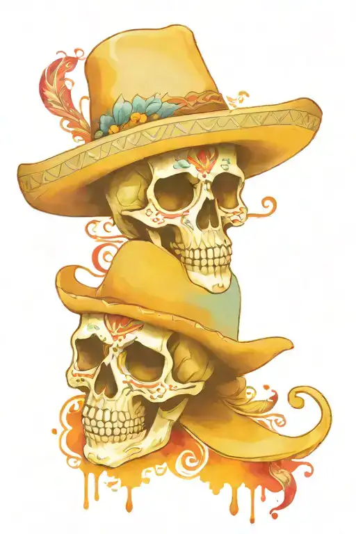mexican skull with sombrero tattoo design idea