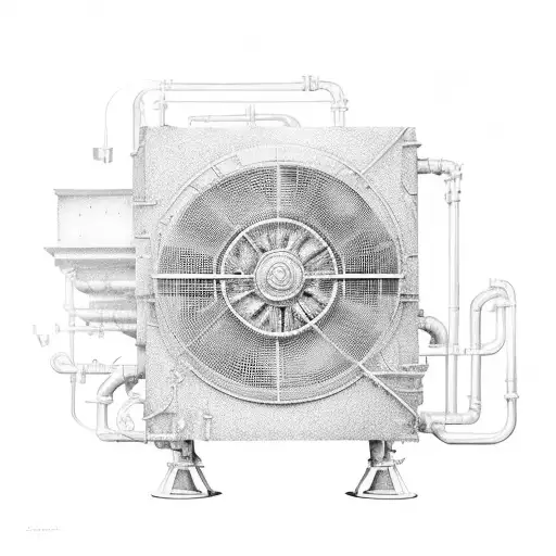 An HVAC unit transformed into a colorful painting palette tattoo design idea