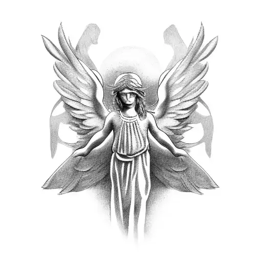 Greek angel tattoo design idea