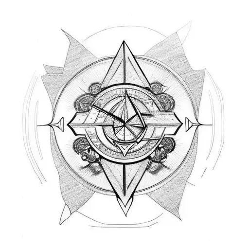 brujula con reloj y flechas tattoo design idea