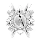 brujula con reloj y flechas tattoo design idea