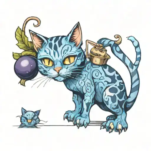 blueberry cat tattoo design idea