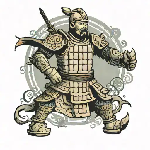 terracotta warrior standing still  tattoo design idea