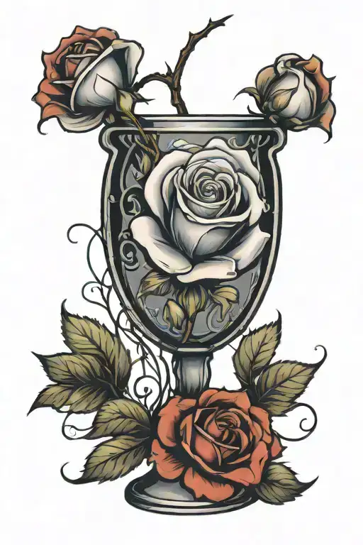 single dead rose in a vase tattoo design idea