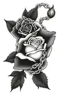 chain wrapping around a dead rose intertwined tattoo design idea