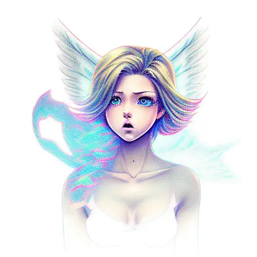 angel anime girl tattoo design idea