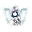 angel anime girl tattoo design idea