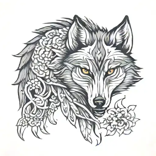 a wolf together with a Decebal tattoo design idea