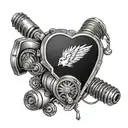 Motorcycle gear shift design with heart rate line. Q:'When life brings you down, remember it's only one down, rest is up tattoo design idea