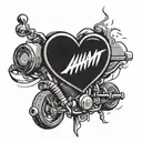 Motorcycle gear shift design with heart rate line. Q:'When life brings you down, remember it's only one down, rest is up tattoo design idea