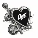 Motorcycle gear shift design with heart rate line. Q:'When life brings you down, remember it's only one down, rest is up tattoo design idea
