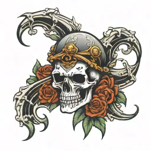 skull on knee tattoo design idea