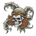 skull on knee tattoo design idea