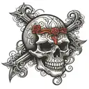 skull on knee tattoo design idea
