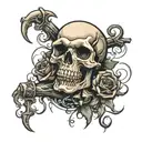 skull on knee tattoo design idea