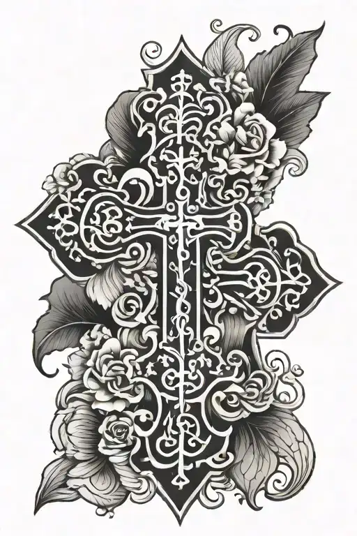 polish Irish Catholic cross tattoo design idea