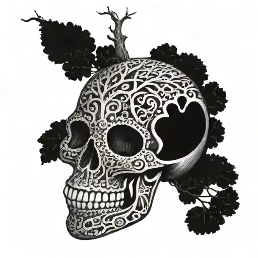 A Mexican skull tree with the names Nino and Enzo incorporated into the design tattoo design idea
