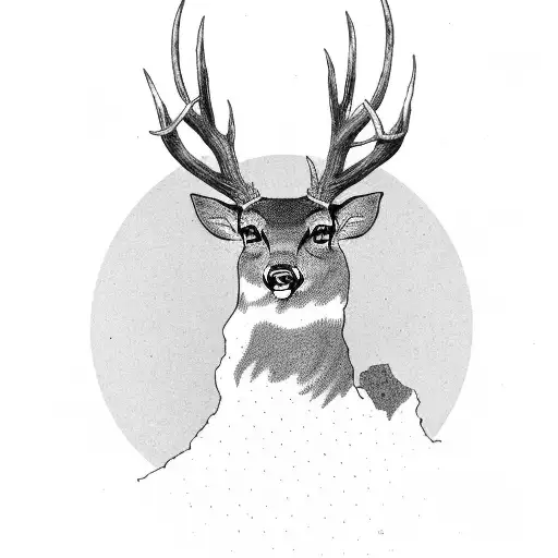 deer blind in one eye with Argentinian flag sun up his head and roots of tree in his feet tattoo design idea