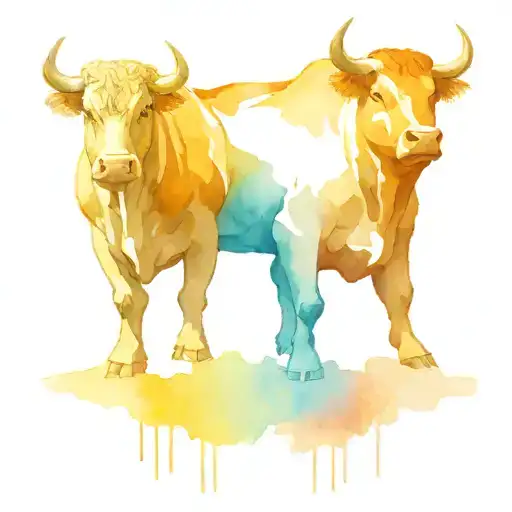 Bull and bear looking at the stock market at the computer tattoo design idea