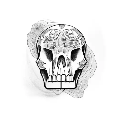 Dotwork "Dog, Skull" Tattoo Idea BlackInk AI