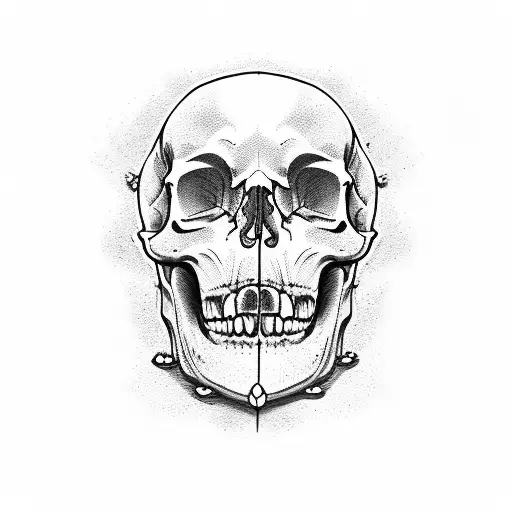Dotwork "Dog, Skull" Tattoo Idea BlackInk AI