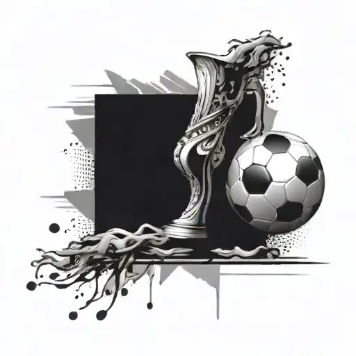 a soccer cup from the Spanish Euro Cup won in 2024 with detail in white and gray and black tattoo design idea