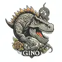 Gino word with Dinosaur tattoo design idea