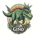 Gino word with Dinosaur tattoo design idea