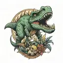Gino word with Dinosaur tattoo design idea
