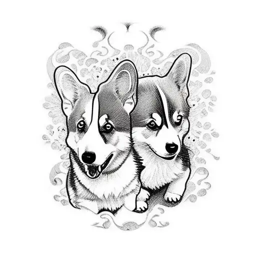 two Corgis that hug each other tattoo design idea
