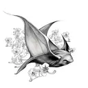 Manta Ray made of orchids tattoo design idea