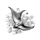 Manta Ray made of orchids tattoo design idea