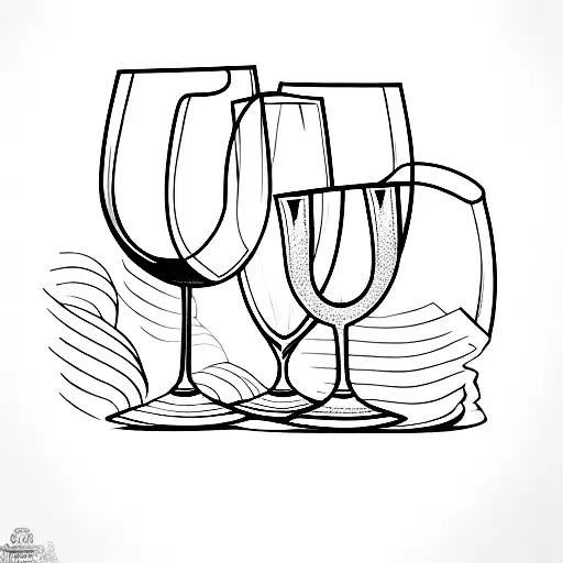 wine glass and wine bottle  tattoo design idea