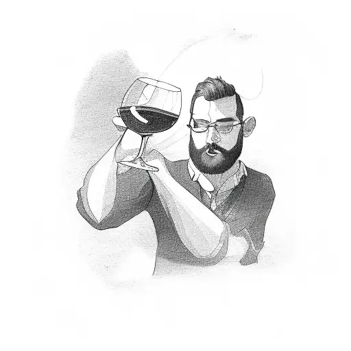 man drinking wine  tattoo design idea