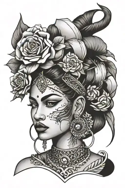 chola woman tattoo design idea
