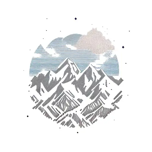 Combine the silhouette of a classic car with a mountain peak, surrounded by hiking trails tattoo design idea