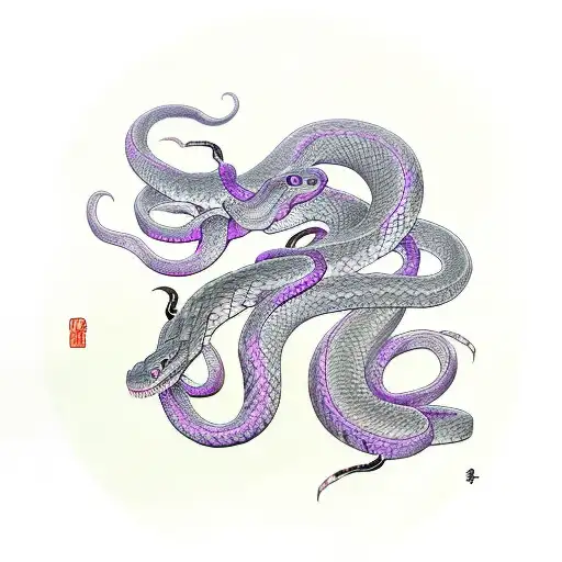 Snake purple  tattoo design idea