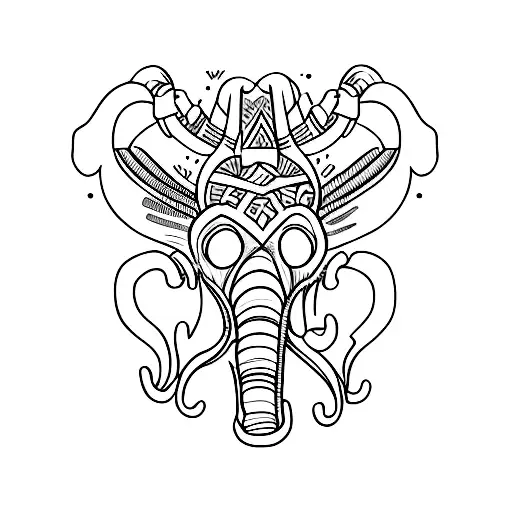 a mammoth skull with  tattoo design idea