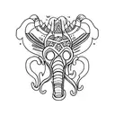 a mammoth skull with  tattoo design idea